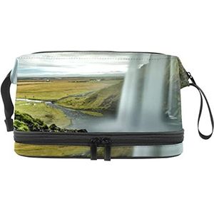 Grote capaciteit reizen cosmetische tas, fairyland op aarde waterval, make-up tas, waterdichte make-up tas organisator, Meerkleurig, 27x15x14 cm/10.6x5.9x5.5 in
