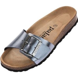 Palado Malta EGS Damessandalen, metallic, extra comfortabel, Made in Spanje, sandalen met voetbed van natuurlijk kurk, met zool van het fijnste echt leer, zilver, 38 EU