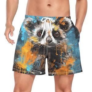 Aquarel Panda Bear Animal Heren Zwembroek Shorts Sneldrogend met Zakken, Leuke mode, M