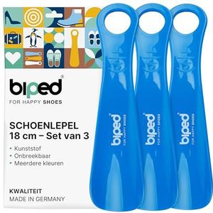 biped 3-delige set schoenlepels kunststof 18 cm – Mini reis schoenlepels ergonomisch gevormd – Handig hulpmiddel voor kinderen en volwassenen z1570(blauw)