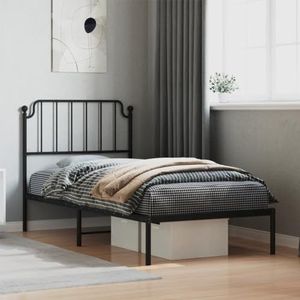 TEKEET Mooie bedden en accessoires Bedden & Bedframes - Metalen bedframe met hoofdeinde, zwart, 90x190 cm eenpersoons