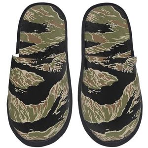 CZZYH Pantoffels voor heren en dames van pluche stoffen, lineaire camouflage-pantoffels | zacht, warm, licht, Zoals getoond, Large