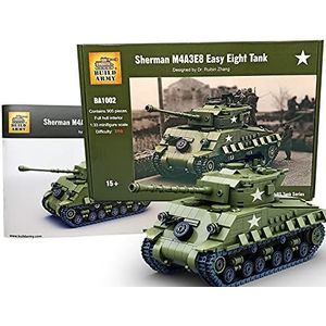 Buildarmy WWII U.S. M4A3E8 Sherman Easy8 Tank Bouw Bakstenen Blok Bouwpakket