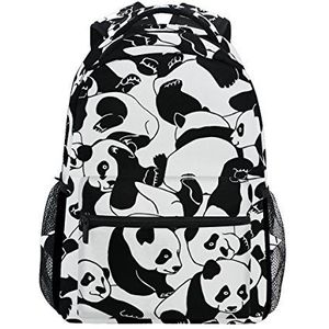 Jeansame Rugzak School Tas Laptop Reistassen voor Kids Jongens Meisjes Vrouwen Mannen Leuke Vintage Zwart Wit Panda's
