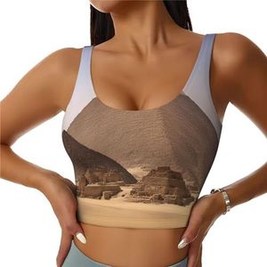 Piramides van Egypte Print Comfortabel Vrouwen Sport Vest Yoga Workout Vest voor Vrouwen Lichtgewicht Zomer, Zwart, S