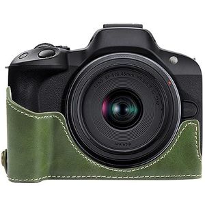 BZN for Canon EOS R50 1/4 inch Draad PU Lederen Camera Half Case Base (Zwart) (Groen) (Koffie) (Wit) (Bruin) (Color : Green)