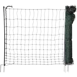 horizont Hondenhek easyLine, 25 m lang, 110 cm hoog, 7 pvc-palen, mobiele omheining zonder stroom, voor camping, tuinhek, met dubbele punt, groen