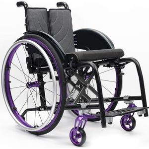 CFMAIF Ultra lichtgewicht opvouwbare rolstoel voor volwassenen en kinderen met handrem, zelfrijdende aluminiumlegering handmatige stoel met anti-tipper (Paars, 38cm/14,9in stoel)