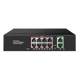 10-Port Poe Switch Gigabit Poe VLAN Netwerk Switch met SFP 10/100/1000Mbps (Kleur: 8 Poe Black)