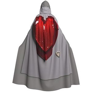 SSIMOO Romantische rode hart foto volwassen partij decoratieve cape,Volwassen Halloween Hooded Cloak,Cosplay Kostuum Cape