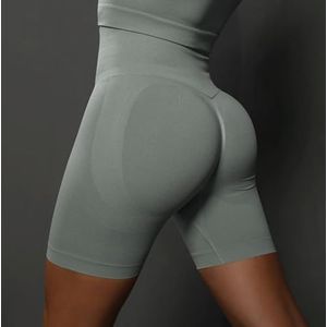 Naadloze shorts voor dames yoga shorts push up booty workout gym shorts fitness hoge taille sport short -licht grijs-m