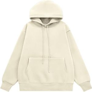 Leader of the Beauty Heren Oversized Zware Katoenen Trui Hoodies Casual Sweatshirts Lange Mouw Dikke Herfst Unisex Kleding 2024, Beige, 4XL