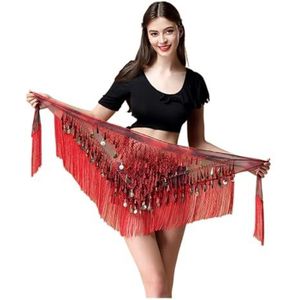 Buikdans Rok Vrouwen, Hip Sjaal Dans Vrouwen Riem Buikdans Sjaal Hip Buikdans Accessoires Pailletten Kwastje Driehoek Wrap Kostuum Riem Sjaal Chiffon Franje Sj