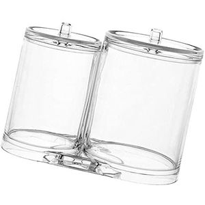 Katoenen wattenstaafje opbergdoos 2 sleuven katoenen bal organisator acryl cosmetische make-up pad houder met deksel, Kleurrijk, as description, als beschrijving