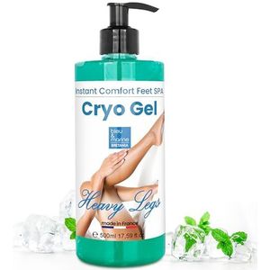 blauw en marineblauw Bretania - Intense koude gel 500ml | Verlicht zware en pijnlijke benen | Verfrissend en ontzwellend concentraat | Romige textuur, transparant, 500 ml (pak van 1)