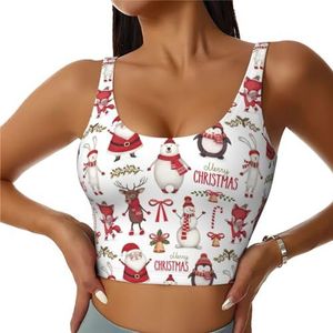 Kerst Kerstman Print Casual Wear Vrouwen Sport Vest Yoga Vest Workout Vest Voor Vrouwen Lichtgewicht Trendy, Zwart, S