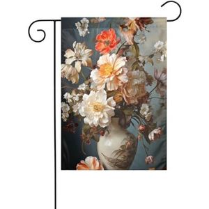 Bloemen in vaas Tuinvlag 30,5 x 45,7 cm, kleine decoratieve vlag, wasbaar en sneldrogend, hetzelfde patroon aan beide zijden, lichtecht, geschikt voor alle seizoenen