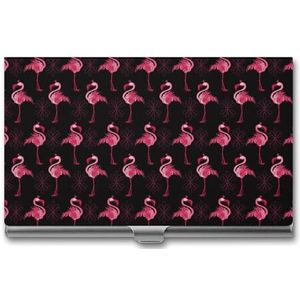 Roze Flamingo's Slanke Visitekaarthouders Pocket Metalen Kaarthoes Creditcard Portemonnee voor Mannen Vrouwen
