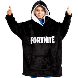 Fortnite Hoodie Blanket voor Jongens, Oversized Sweater, Battle Royal Sweatshirt voor Jongens en Meisjes, Unisex Hoodie Deken, Gift for Gamer, Cadeau Tieners (Zwart)
