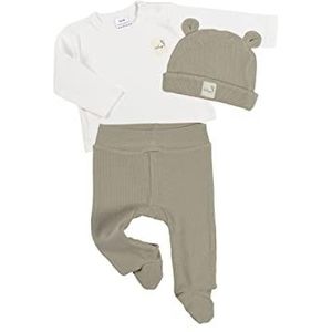 Clinotest 3-delige babykledingset voor meisjes en jongens, muts/shirt/broek, grijs, 50/56 cm