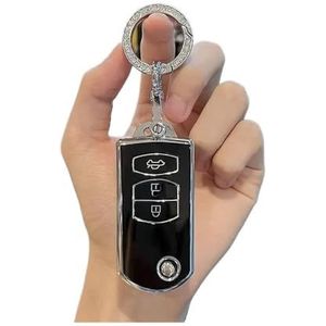 Autosleutel beschermhoes 2 3 Knoppen Zachte TPU Sleutelhouder Voor 2 3 5 6 CX7 CX9 RX8 MX5 MPV Voor Demio Auto Flip Key Cover Case Shell Fob Sleutelhanger Protector Sleutel Shell(3 BTN Black Set 1)