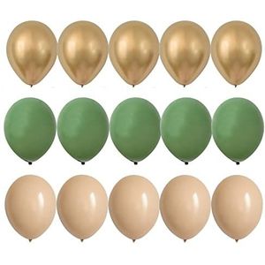 Ballonnen 2 0 stks 1 0 inch ballon kit retro groene witte gouden ballen for verjaardag trouwdag jungle zomer feest decor huisbenodigdheden Heliumballonnen (Color : 15pcs 10inch B, Size : 10inch)