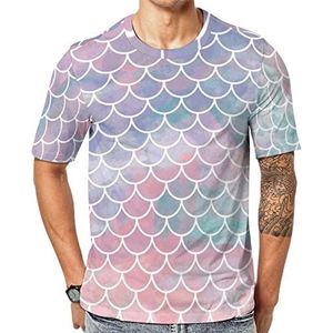 Pink Scale T-shirt voor heren met korte mouwen en ronde hals print casual T-shirt 5XL