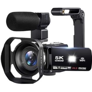5K Ultra HD Digitale Camera 60FPS 18X Zoom 3 Inch LCD-aanraakscherm Videocamera WIFI Professionele Draagbare Heldere Gedetailleerde Beelden(With 32GB Card)