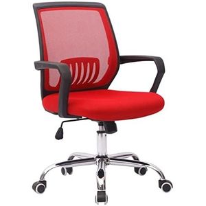 Draaibare Bureaustoel Executive Computer Fauteuil Stoel Met Ademend Mesh Ergonomisch Voor Studie Kantoor Vergaderruimte (Color : Rot, Size : Black armrest)