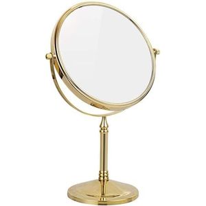 AOUHRHQPM 8 inch aanrecht make-up spiegels, dubbelzijdige messing staande make-upspiegel, 1X en 3X/5X/7X/10X vergroting, 360° rotatie tafelblad cosmetische spiegels, goud, 3x (kleur: goud, maat: 5X)