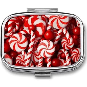 Candy Canes Pil Organizer Leuke Pillendoos Decoratieve Metalen Pil Case Draagbare Vitamine Organizer Reizen Geneeskunde Houder Mini Pil Opslag Container voor Portemonnee