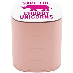 SAVE THE CHUBBY UNICORNS Sieraden Organizer Opbergdoos Oorbel Houder voor Vrouwen 4-Layer Roterende Reizen Sieraden Lade Case Met Deksel