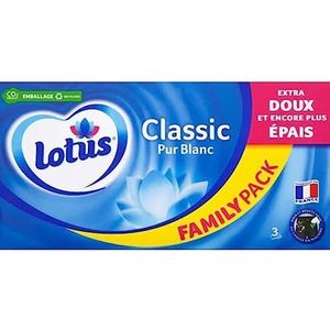 Lotus Zakdoeken, klassiek, zuiver wit, 130 stuks