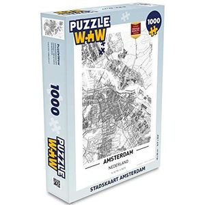 Puzzel Stadskaart Amsterdam - Legpuzzel - Puzzel 1000 stukjes volwassenen - legpuzzel voor volwassenen - Jigsaw puzzel 68x48 cm