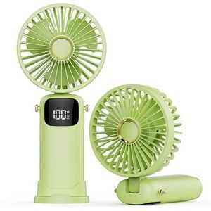 Opvouwbare Miniventilator, Draagbare Kleine Ventilator Met Led-Display, Usb-Oplaadbare Stille Ventilator, 6 Niveaus Van Windaanpassing, Voor Thuiskantoor Reizen green