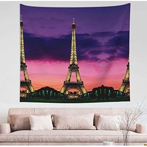 Wanddecoratie wandtapijt paarse Eiffeltoren afdrukken elegant huis -152x130 cm horizontaal ontwerp