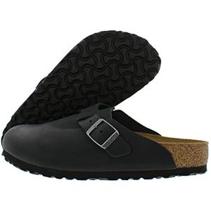 Birkenstock Unisex Boston Black Oiled Leather Clogs 42 R (US Men's 9-9.5 / US Women's 11-11.5)