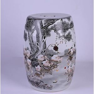Keramische trommelkruk, Scandinavische lage kruk ronde pier, nieuwe Chinese stijl huishoudschoenwisselkruk voetenbank.(B)