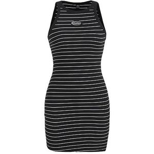jurken voor dames Bodycon-jurk met gestreepte print en splitzoom (Color : Noir, Size : L)