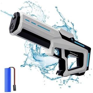 Elektrisch waterpistool met automatische wateropname, 300 ml, 2-in-1 elektrisch waterspuitpistool, waterpistool, elektrisch waterpistool, voor volwassenen, voor kinderen (wit)
