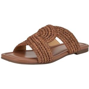NINE WEST Quara platte sandaal voor dames, Donkerbruin 200, 38 EU