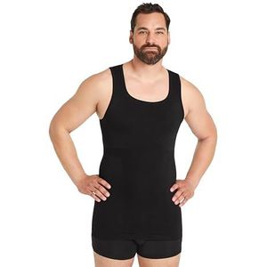 FINN Naadloos compressieshirt voor heren, met buikweg-effect, figuurvormende shapewear, tanktop zonder naden, sterk body shaper onderhemd voor een platte buik, zwart, XL