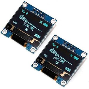 Fasizi 2 Stks 0.96 ""I2C IIC SPI Seriële 128x64 OLED Display Module Board met Pin Headers voor Arduino - Blauw lettertype