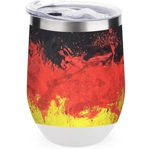 Vlag van Duitsland herbruikbare koffiebekers roestvrij staal geïsoleerde reismok dubbelwandige wijnbeker witte stijl