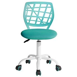 Cozy Maison Bureaustoel, 1 stuk, in hoogte verstelbare mesh-stof, ergonomische werkstoel zonder armleuningen, voor kinderen, tieners, turquoise