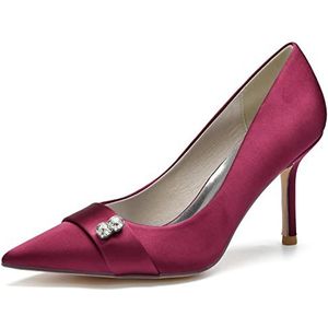 EICOFF Damespumps Hoge Hakken Gesloten Neus Pumps voor Vrouwen Jurk Bruidspump Schoenen Instap Bruidsfeest Banket Schoenen,Burgundy,35 EU