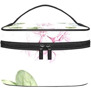 Make-up Organizer Bag, Reizen Make-up Tas Organizer Case Draagbare Cosmetische Tas voor Vrouwen en Meisjes Toiletartikelen Roze & Blauw Bloem Patroon-01, Meerkleurig, 22.5x15x13.8cm/8.9x5.9x5.4in