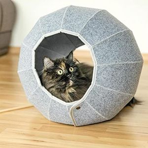 Bestlivings Kattenhol, bolvorm, 44 x 44 cm, veelzijdig bruikbaar, kattenmand om te slapen en uit te rusten, inklapbaar kattenbed