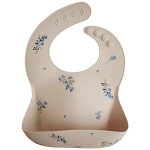 Mushie siliconen slabbetjes voor peuters en baby's | Slabbetje met lekbak | BPA-vrij en waterdicht | Veilige hoogwaardige en wasbare slab met verstelbare pasvorm | Lilac Flowers