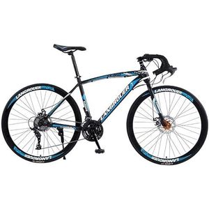 Racefiets 700C Volwassen fiets met variabele snelheid Schokabsorberende dubbele schijfremfiets (Color : Black-blue, Size : 30-SPEED_40MM)
